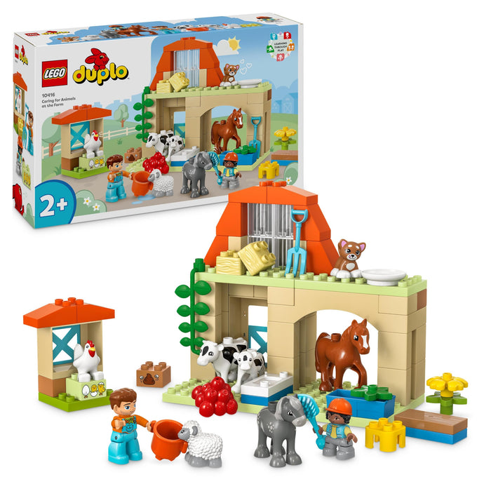 LEGO DUPLO Town Caring for Animals at the Farm Toys for Toddlers, Farmhouse & 10913 DUPLO Classic Brick Box Building Set with Storage, Toy Car, Number Bricks and More, Learning Toys