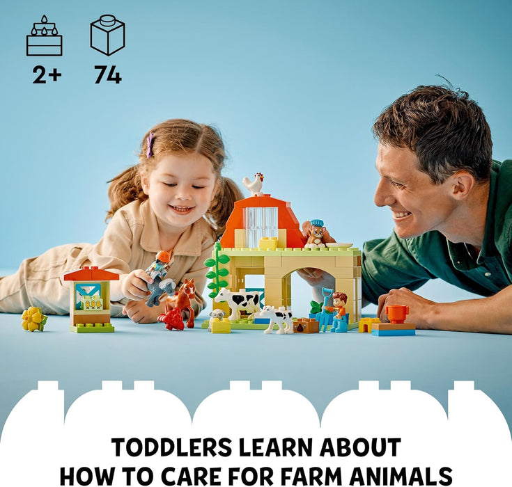 LEGO DUPLO Town Caring for Animals at the Farm Toys for Toddlers, Farmhouse & 10913 DUPLO Classic Brick Box Building Set with Storage, Toy Car, Number Bricks and More, Learning Toys