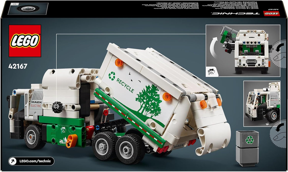 LEGO Technic Mack LR Electric Müllwagen, Müllauto-Modell für Recycling-Rollenspiele, Baubares LKW-Spielzeug für Kinder, Auto-Geschenk für Jungs und Mädchen ab 8 Jahren, die Fahrzeuge lieben 42167