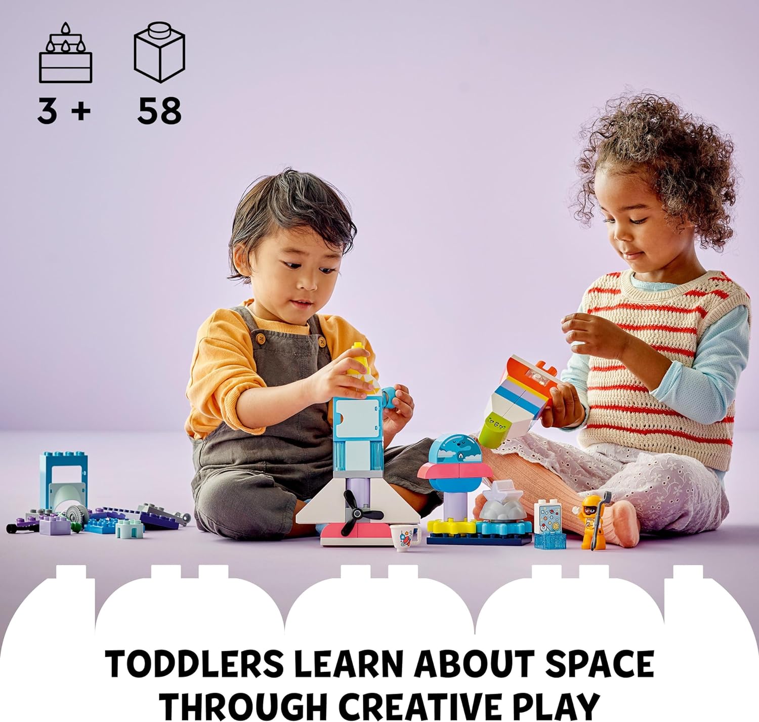 LEGO DUPLO 3in1 Space Shuttle Adventure Bricks Set, Rocket Toy for 3 Plus Year Old Toddlers, Boys & Girls with Astronaut Figures, Science Learning Toys, Birthday Gift Idea 10422