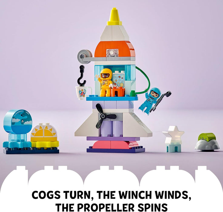 LEGO DUPLO 3in1 Space Shuttle Adventure Bricks Set, Rocket Toy for 3 Plus Year Old Toddlers, Boys & Girls with Astronaut Figures, Science Learning Toys, Birthday Gift Idea 10422