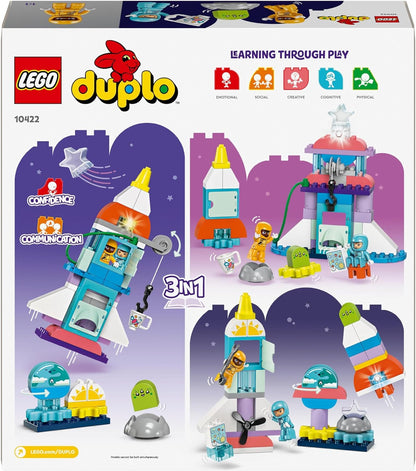 LEGO DUPLO 3in1 Space Shuttle Adventure Bricks Set, Rocket Toy for 3 Plus Year Old Toddlers, Boys & Girls with Astronaut Figures, Science Learning Toys, Birthday Gift Idea 10422