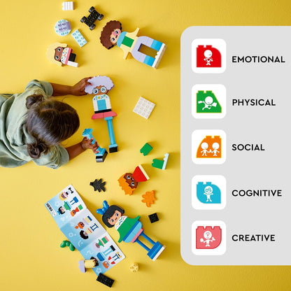 LEGO DUPLO Town Buildable People with Big Emotions Toddler Learning Toys for Boys & Girls aged 3 Plus, 5 Characters with 10 Role-Play Faces, 71 Bricks for Customisable Fun, Gift Idea 10423