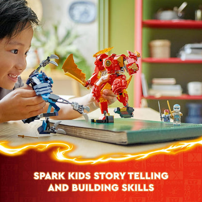 LEGO NINJAGO Kai’s Elemental Fire Mech, Action Figure Building Set from Dragons Rising, Ninja Toy for 7 Plus Year Old Boys & Girls with Kai and Zane Character Minifigures, Birthday Gift Idea 71808