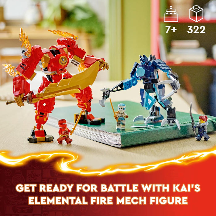 LEGO NINJAGO Kai’s Elemental Fire Mech, Action Figure Building Set from Dragons Rising, Ninja Toy for 7 Plus Year Old Boys & Girls with Kai and Zane Character Minifigures, Birthday Gift Idea 71808
