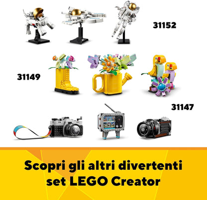 LEGO Creator 3in1 Retro Roller Skate to Mini Skateboard Toy to Boom Box Radio, Set for 8 Plus Year Old Girls, Boys & Kids, Great Desk Decoration or Bedroom Accessories, Gifts for Music Lovers 31148