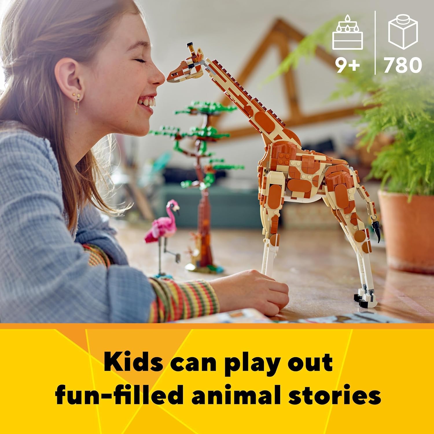 Lego Creator 3 en 1 Safari de Animales Salvajes con Jirafa de Juguete Convertible en Figuras de Gacelas y León, Juego de Construcción y Regalo de Naturaleza para Niñas y Niños de 9 Años o Más 31150