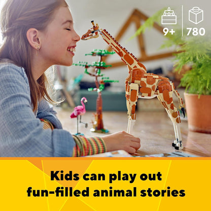 Lego Creator 3 en 1 Safari de Animales Salvajes con Jirafa de Juguete Convertible en Figuras de Gacelas y León, Juego de Construcción y Regalo de Naturaleza para Niñas y Niños de 9 Años o Más 31150