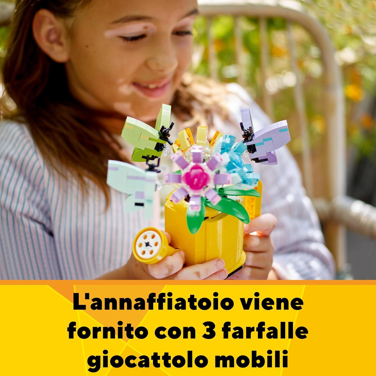 LEGO Creator 3in1 Flowers in Watering Can Toy to Welly Boot to 2 Birds on a Perch, Animals Set for Girls, Boys & Kids, with 3 Butterfly Toys, Makes a Great Desk Accessory, Nature Gift 31149