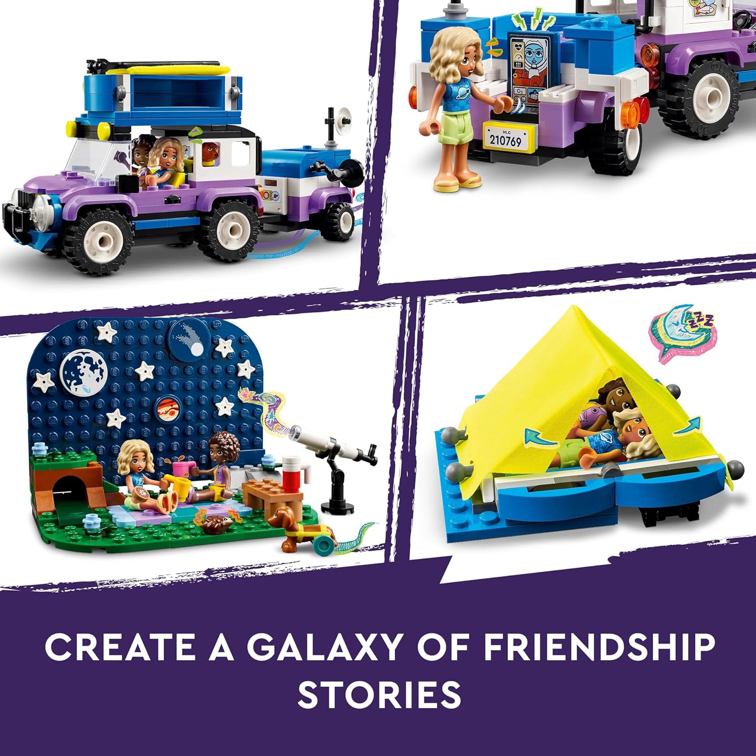LEGO Friends Stargazing Camping Vehicle Set with 4x4 Car Toy for 7 Plus Year Old & Friends Newsroom Van, Animal Rescue Playset, Pretend to Film and Report News with Toy Truck