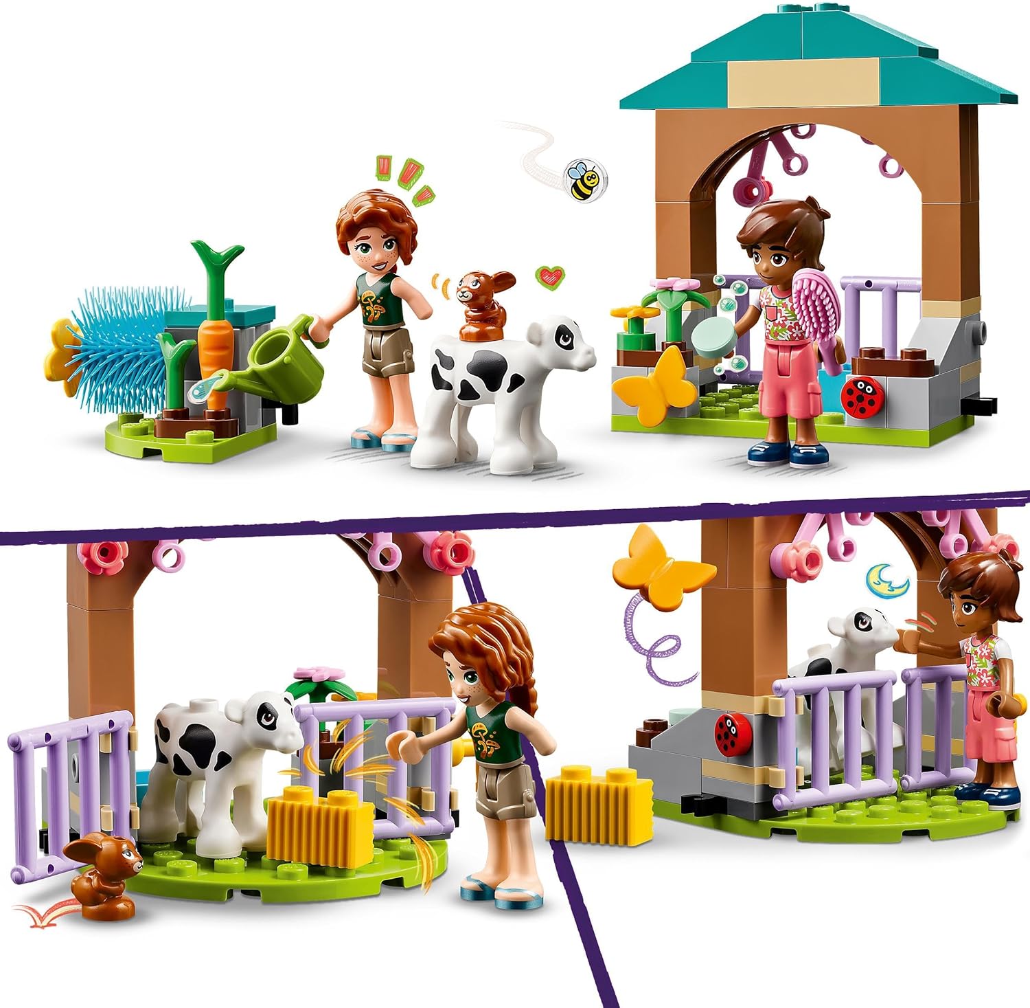 LEGO Friends Autumn’s Baby Cow Shed, Farm Animal Toy Playset for 5 Plus Year Old Girls, Boys & Kids, with 2 Mini-Doll Characters, Calf and Bunny Rabit Figures 42607