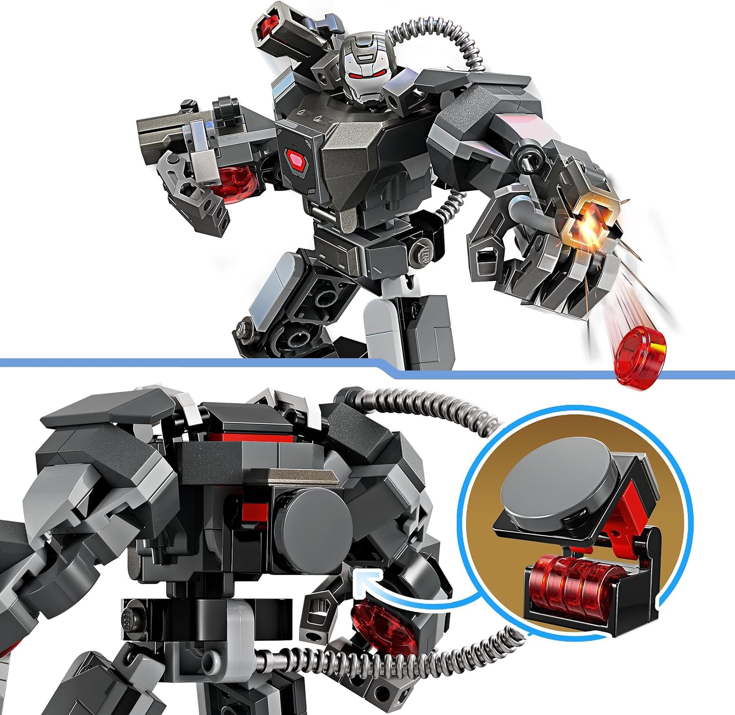 LEGO Marvel War Machine Mech Armour, Buildable Toy Action Figure for Kids with 3 Stud Shooters, Legendary Character from the MCU, Gifts for Boys and Girls Aged 6 Plus Years Old 76277