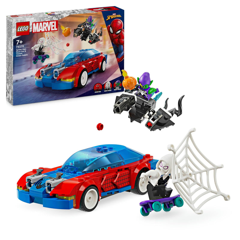 LEGO Marvel Spider-Man Race Car & Venom Green Goblin, Super Hero Building Toys & Marvel Motorcycle Chase: Spider-Man vs. Doc Ock, Motorbike Building Toy for Kids