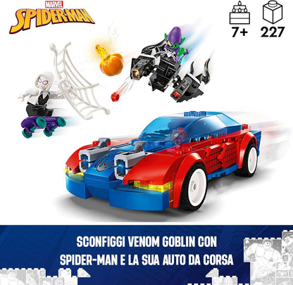 LEGO Marvel Spider-Man Race Car & Venom Green Goblin, Super Hero Building Toys & Marvel Motorcycle Chase: Spider-Man vs. Doc Ock, Motorbike Building Toy for Kids