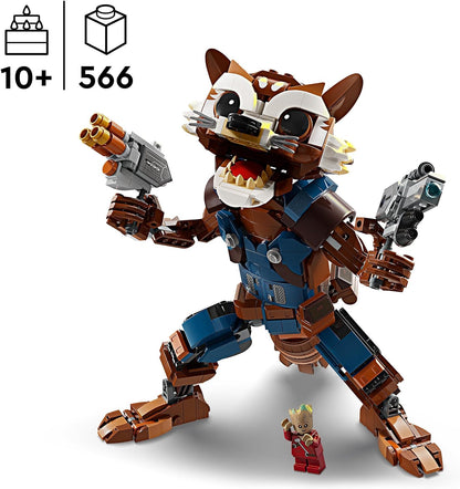 LEGO Marvel Rocket & Baby Groot, Guardians of the Galaxy Buildable Toy, Raccoon Action Figure for Kids, Boys and Girls, Posable Super-Hero Gifts 76282