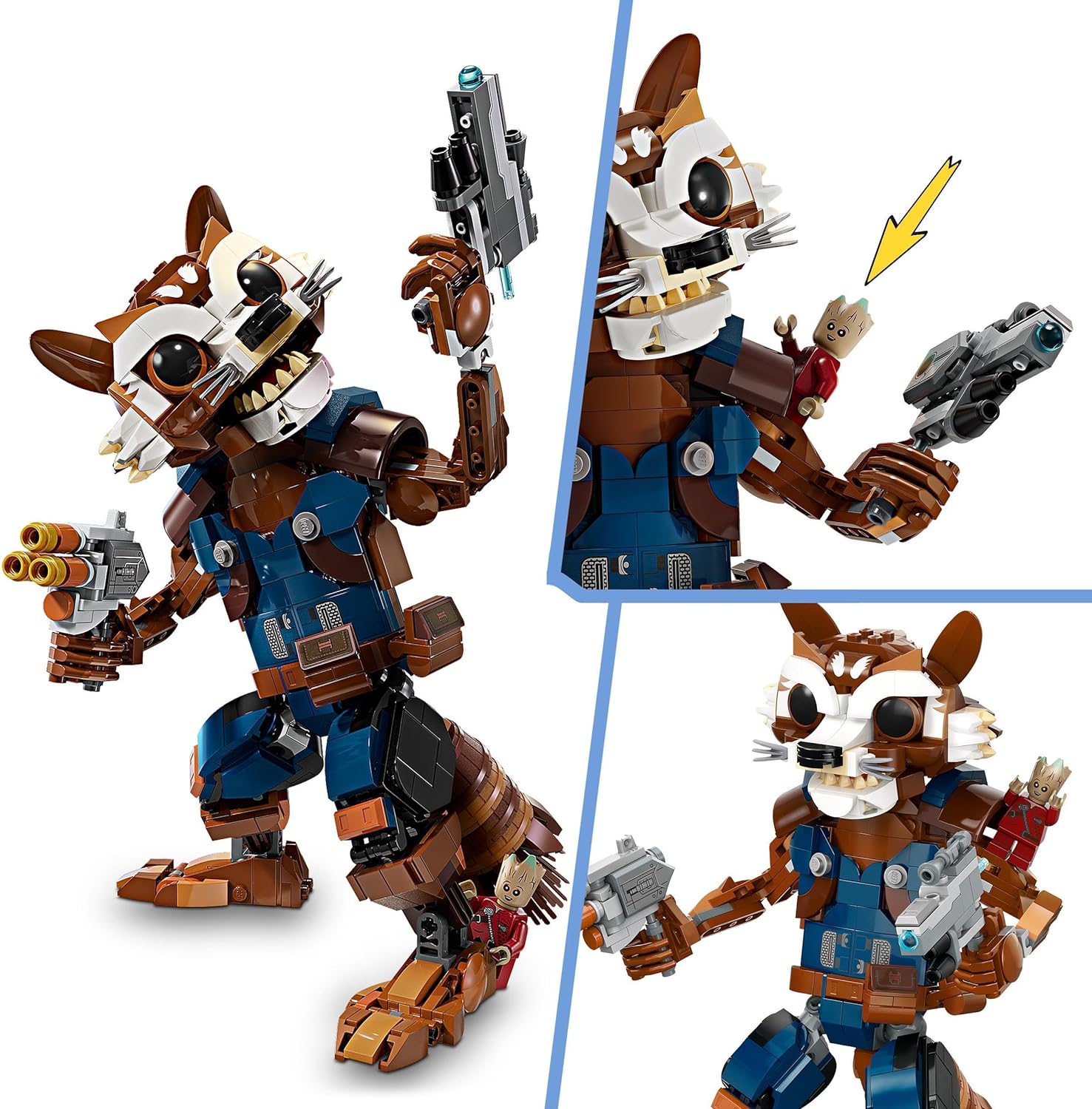 LEGO Marvel Rocket & Baby Groot, Guardians of the Galaxy Buildable Toy, Raccoon Action Figure for Kids, Boys and Girls, Posable Super-Hero Gifts 76282
