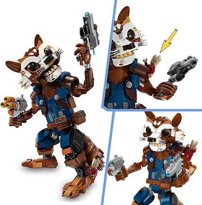 LEGO Marvel Rocket & Baby Groot, Guardians of the Galaxy Buildable Toy, Raccoon Action Figure for Kids, Boys and Girls, Posable Super-Hero Gifts 76282