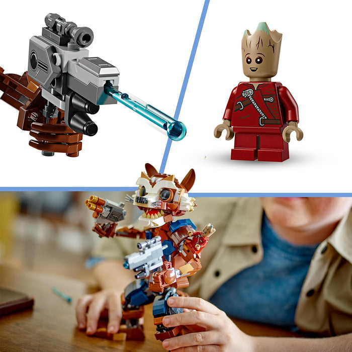 LEGO Marvel Rocket & Baby Groot, Guardians of the Galaxy Buildable Toy, Raccoon Action Figure for Kids, Boys and Girls, Posable Super-Hero Gifts 76282