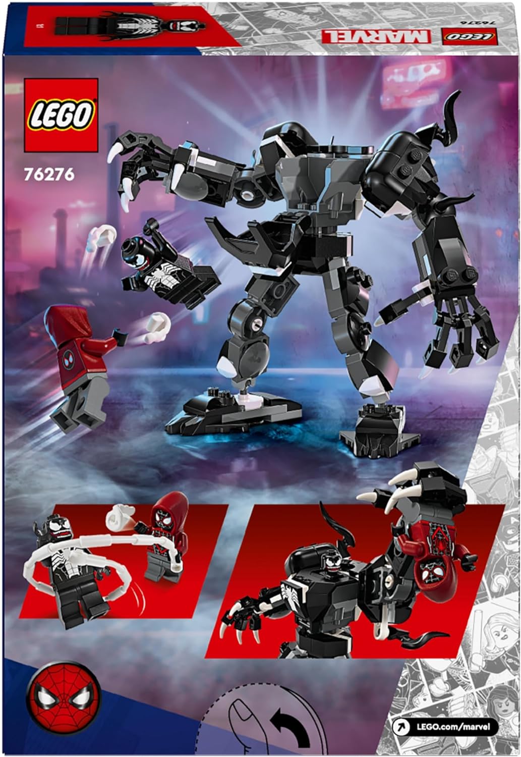 LEGO Marvel Venom Mech Armour vs. Miles Morales, Posable Spider-Man Toy Action Figure for Kids, Spidey Building Set with Minifigures, Super Hero Gifts for Boys and Girls Aged 6 Plus 76276