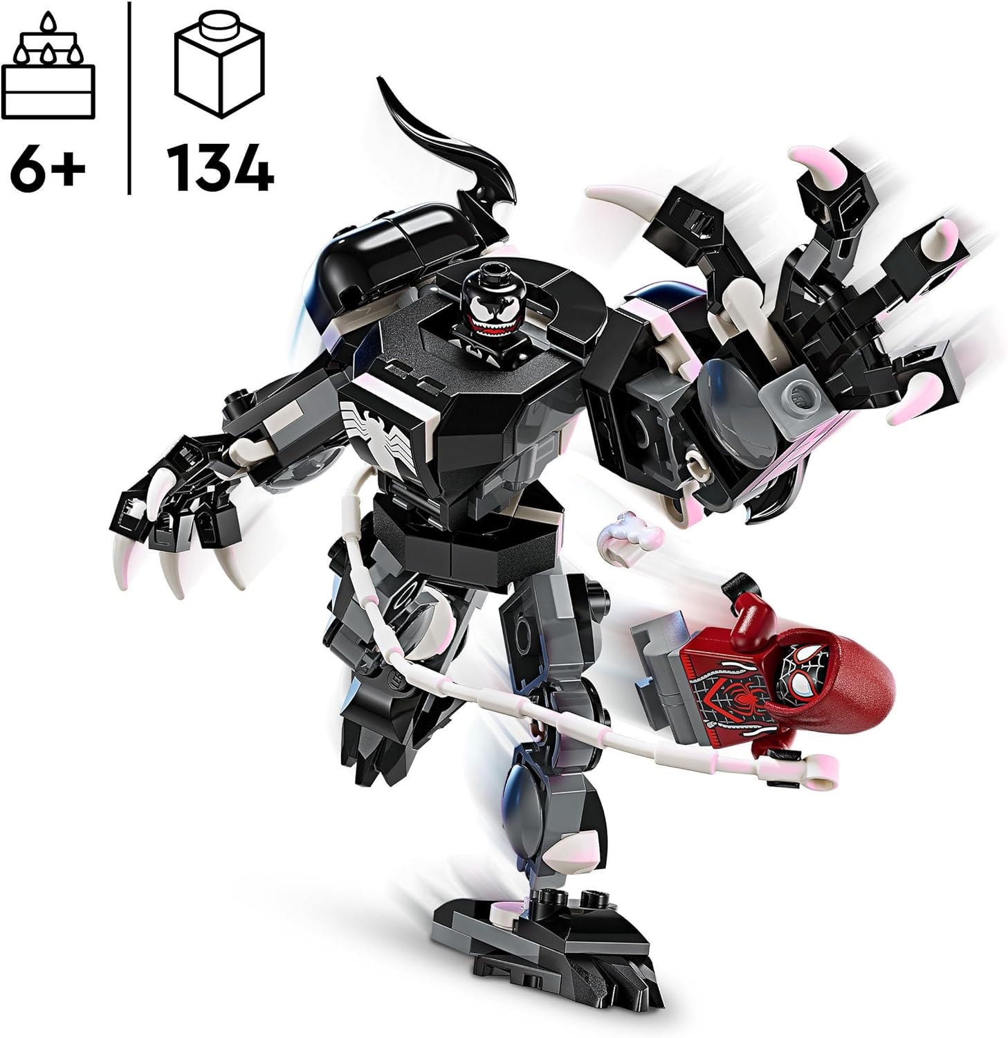 LEGO Marvel Venom Mech Armour vs. Miles Morales, Posable Spider-Man Toy Action Figure for Kids, Spidey Building Set with Minifigures, Super Hero Gifts for Boys and Girls Aged 6 Plus 76276