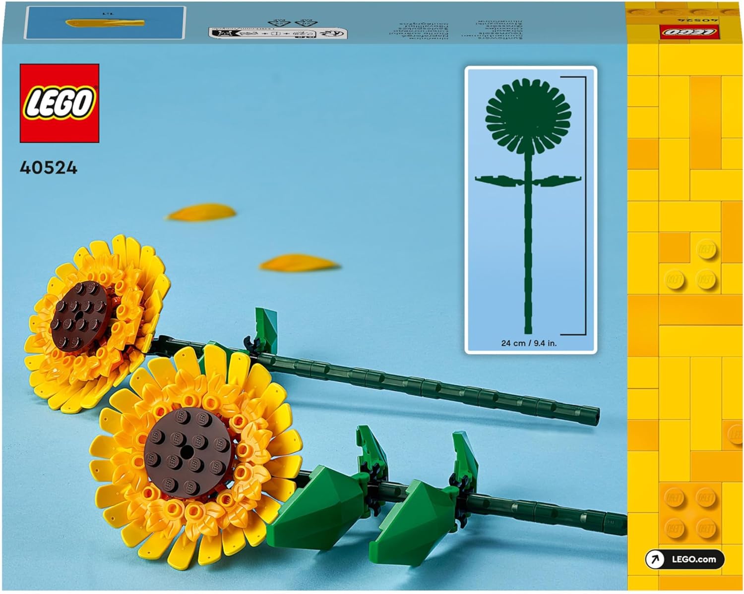LEGO Creator Sunflowers, Artificial Flowers Building Kit for Kids Aged 8+, Display as Bedroom Accessory or Floral Bouquet Home Decoration, Gift for Girls, Boys and Teenagers 40524