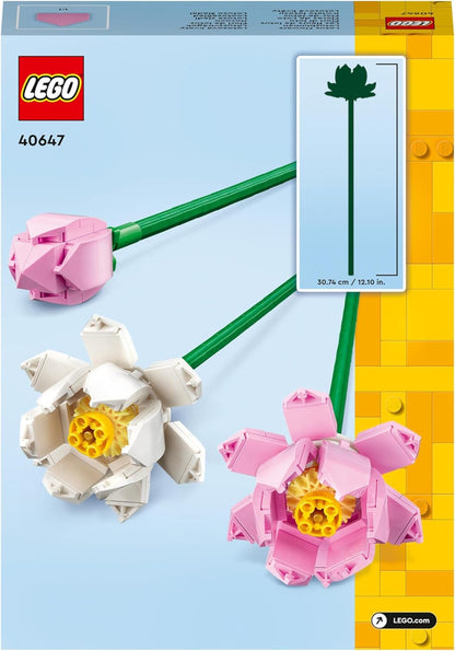 LEGO Creator Lotus Flowers Set, Bouquet Building Kit for Girls, Boys and Flower Fans, Build 3 Artificial Flowers to Display at Home as Bedroom or Desk Decoration, Valentines Day Gift Idea 40647