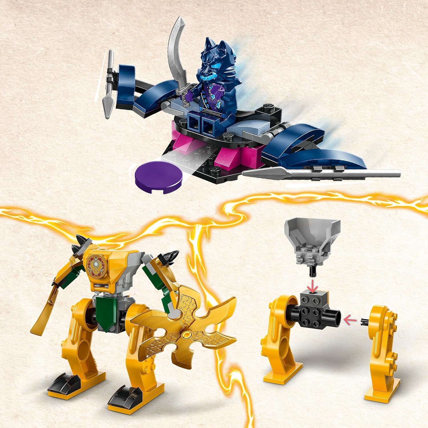 LEGO NINJAGO Arins Battle Mech, Ninja-Spielzeug für Kinder ab 4 Jahre mit Figuren inkl. Arin mit Mini-Katana, Actionfiguren & Mechs, kleines Geschenk für Jungs und Mädchen 71804