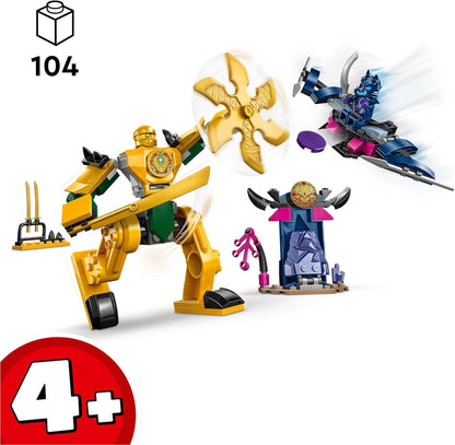 LEGO NINJAGO Arins Battle Mech, Ninja-Spielzeug für Kinder ab 4 Jahre mit Figuren inkl. Arin mit Mini-Katana, Actionfiguren & Mechs, kleines Geschenk für Jungs und Mädchen 71804