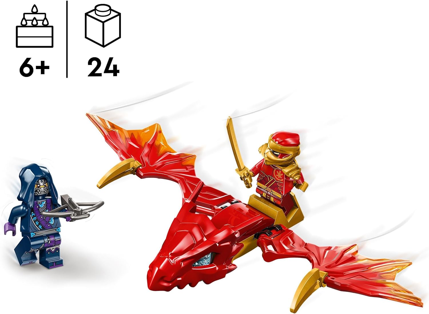 LEGO NINJAGO Kai’s Rising Dragon Strike, Ninja Toy for 6 Plus Year Old Boys, Girls & Kids, Figure Building Set with Kai Minifigure and Mini-Katana Sword Accessory, Role-play Toys, Gift Idea 71801