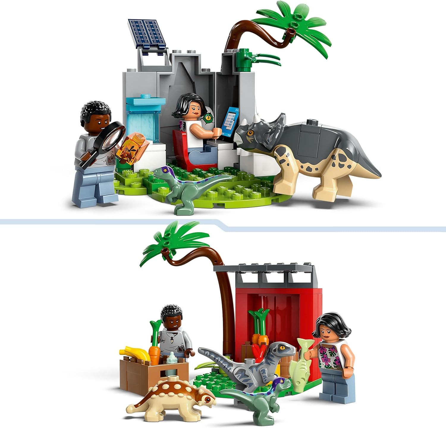 LEGO Jurassic World Baby Dinosaur Rescue Centre Toy for Kids, Mini Triceratops, Ankylosaurus and Velociraptor Dino Figure Toys, Gifts for Boys and Girls Aged 4 Plus 76963