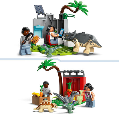 LEGO Jurassic World Baby Dinosaur Rescue Centre Toy for Kids, Mini Triceratops, Ankylosaurus and Velociraptor Dino Figure Toys, Gifts for Boys and Girls Aged 4 Plus 76963
