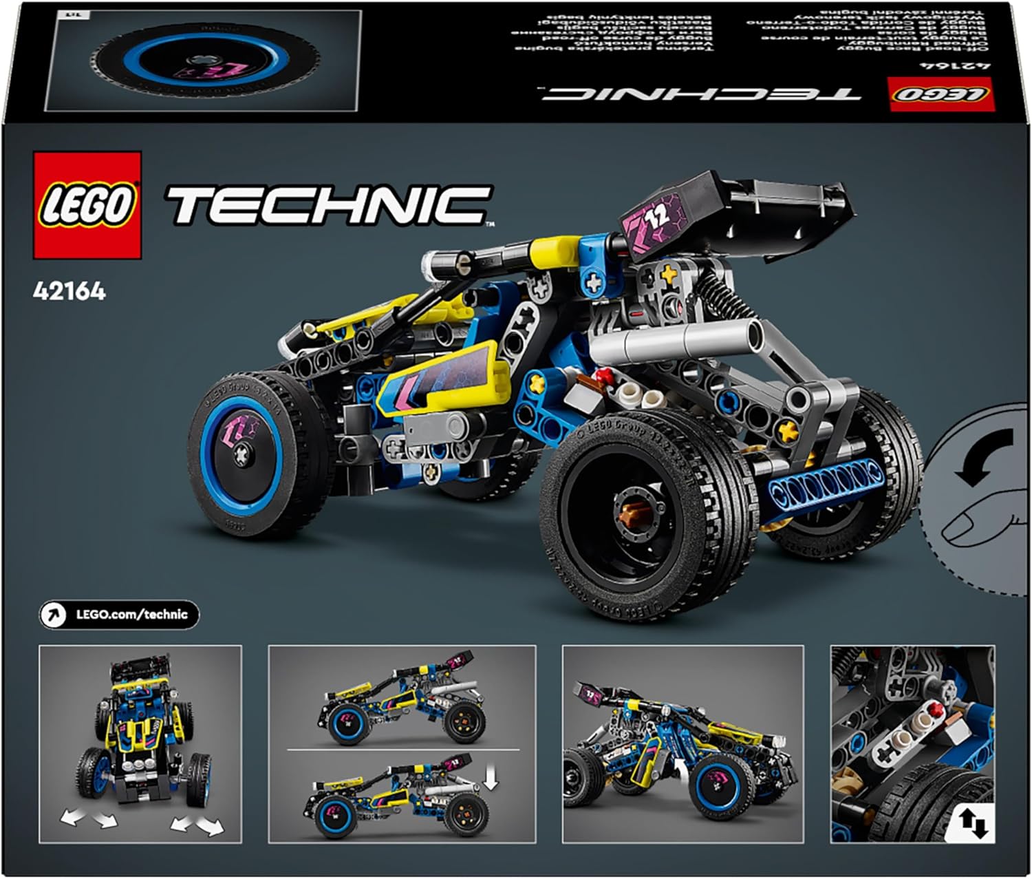 LEGO Technic Off-Road Race Buggy, Car Vehicle Toy for Boys and Girls aged 8 Plus Years Old, Rally Model Building Kit with Realistic Features, Small Gift for Kids 42164 Single