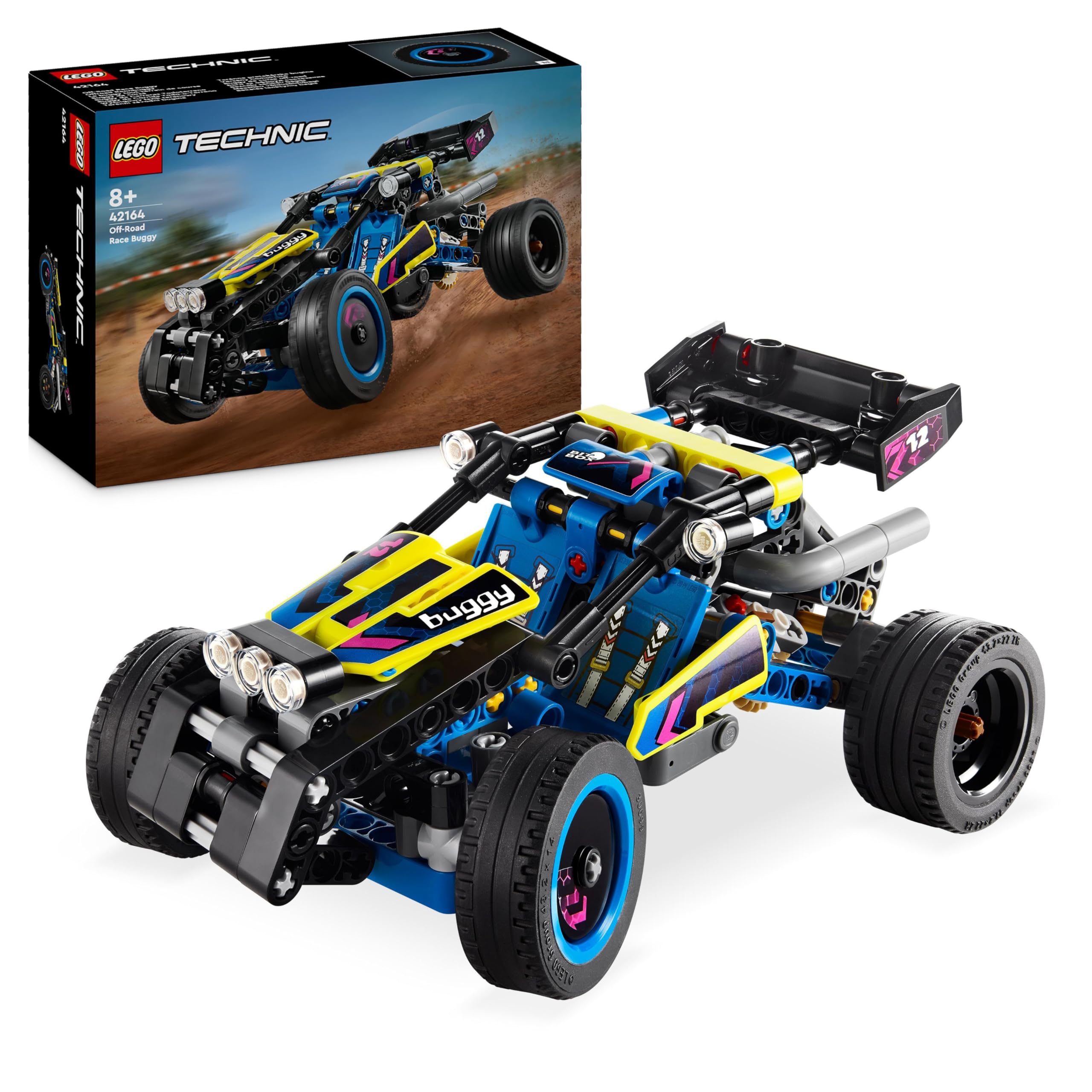 LEGO Technic Off-Road Race Buggy, Car Vehicle Toy for Boys and Girls aged 8 Plus Years Old, Rally Model Building Kit with Realistic Features, Small Gift for Kids 42164 Single