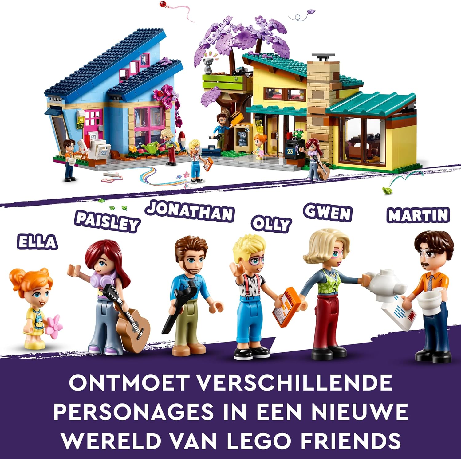 LEGO Friends Ollys und Paisleys Familien Haus, Puppenhaus mit Figuren und Zubehör, Set mit zweistöckigem Haus-Spielzeug und Baumhaus, kreatives Geschenk für Mädchen und Jungen ab 7 Jahren 42620