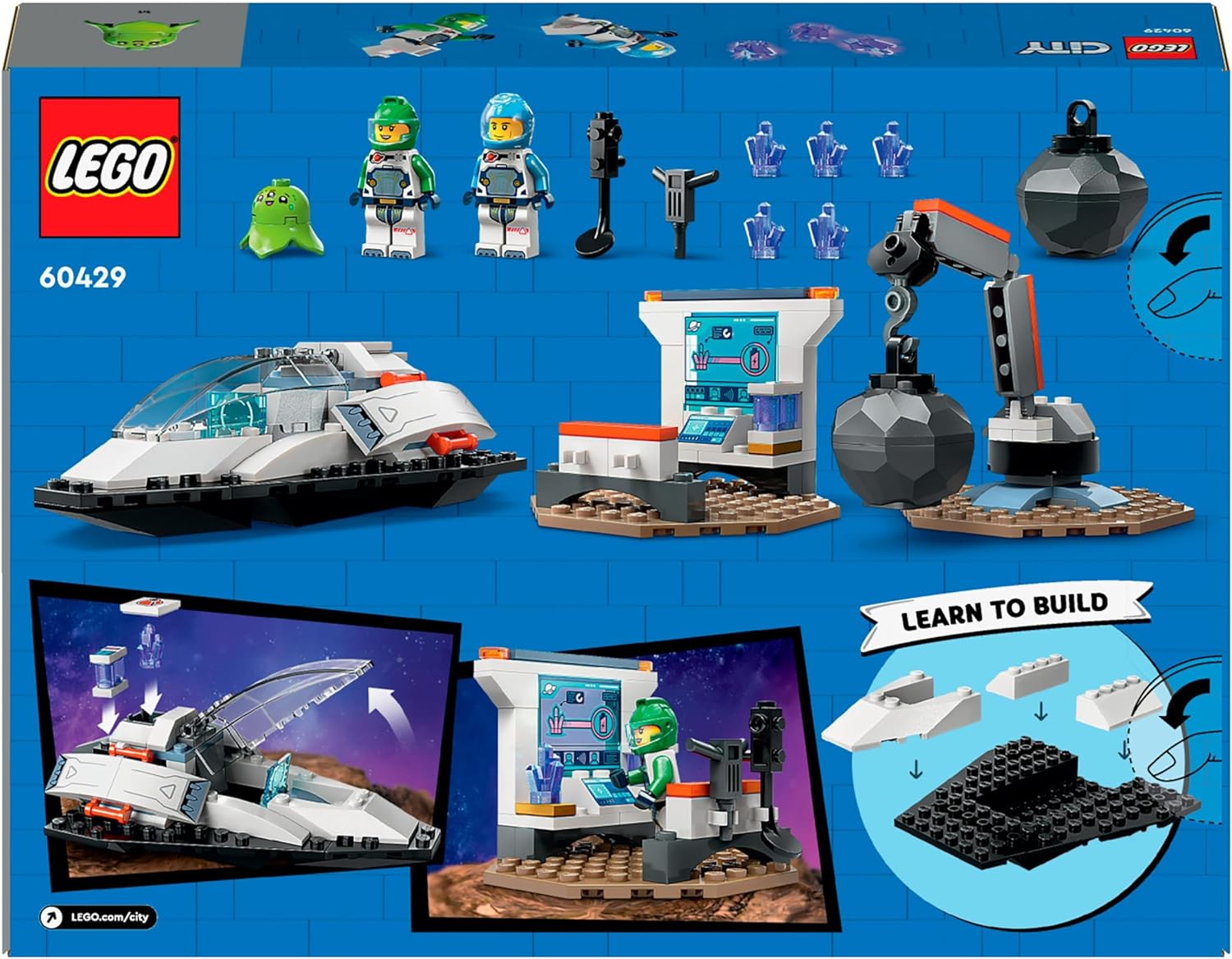 LEGO City Spaceship and Asteroid Discovery Set, Space Station Toy for 4 Plus Year Old Boys & Girls, with an Alien Figure and 2 Astronaut Minifigures for Pretend Play, Gift for Preschool Kids 60429
