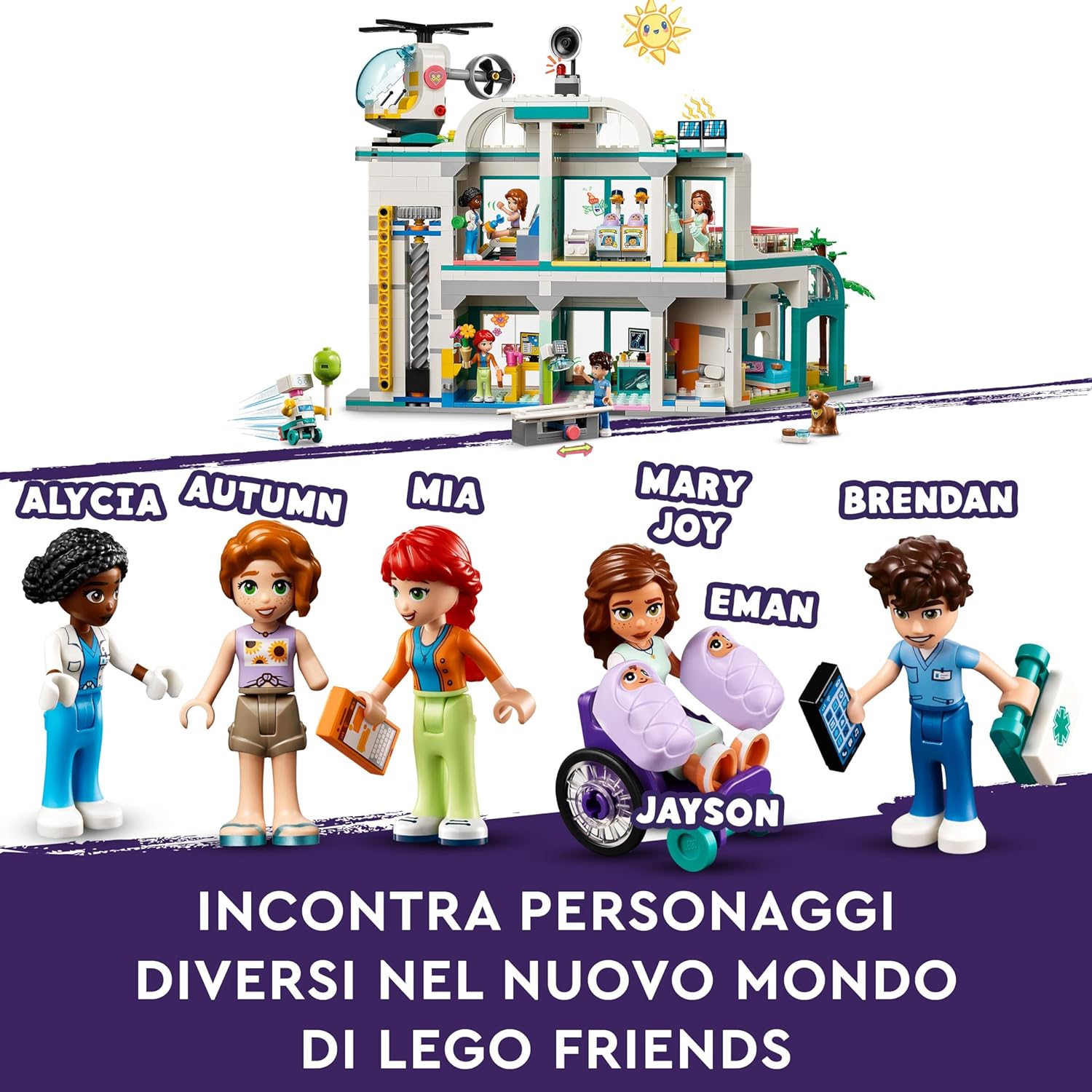 LEGO Friends Heartlake City Hospital Set with Helicopter Toy for 7 Plus Year Old Girls, Boys & Kids, Mini-Doll Characters Including Autumn, Doctor Role-Play Building Toys, Gift Idea 42621