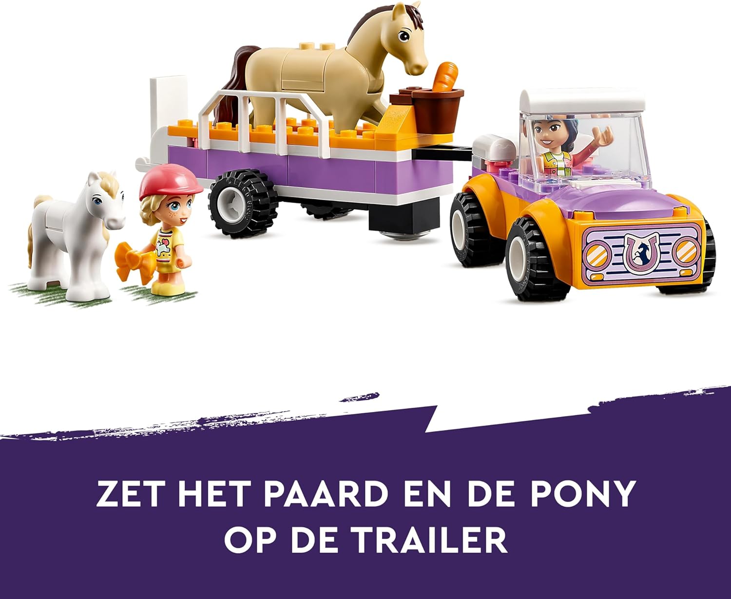 LEGO Friends Pferde- und Pony-Anhänger, Pferde-Spielzeug für Mädchen und Jungen mit Auto und Figuren, Mini-Puppen-Set mit Liann, Zoya und 2 Tierfiguren, Geschenk für Kinder 4 Jahren 42634