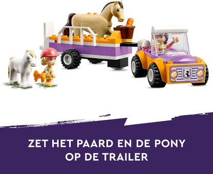 LEGO Friends Pferde- und Pony-Anhänger, Pferde-Spielzeug für Mädchen und Jungen mit Auto und Figuren, Mini-Puppen-Set mit Liann, Zoya und 2 Tierfiguren, Geschenk für Kinder 4 Jahren 42634