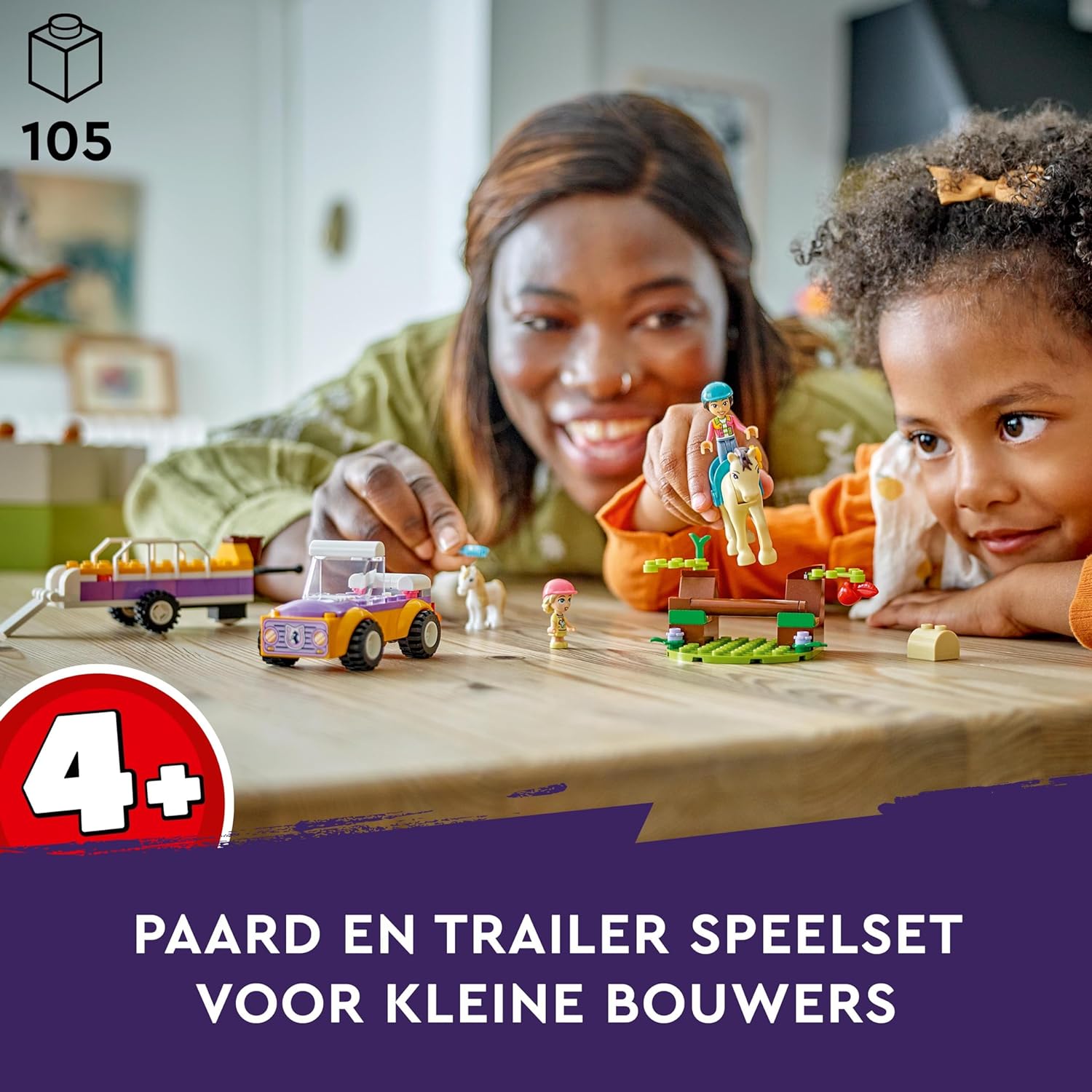 LEGO Friends Pferde- und Pony-Anhänger, Pferde-Spielzeug für Mädchen und Jungen mit Auto und Figuren, Mini-Puppen-Set mit Liann, Zoya und 2 Tierfiguren, Geschenk für Kinder 4 Jahren 42634
