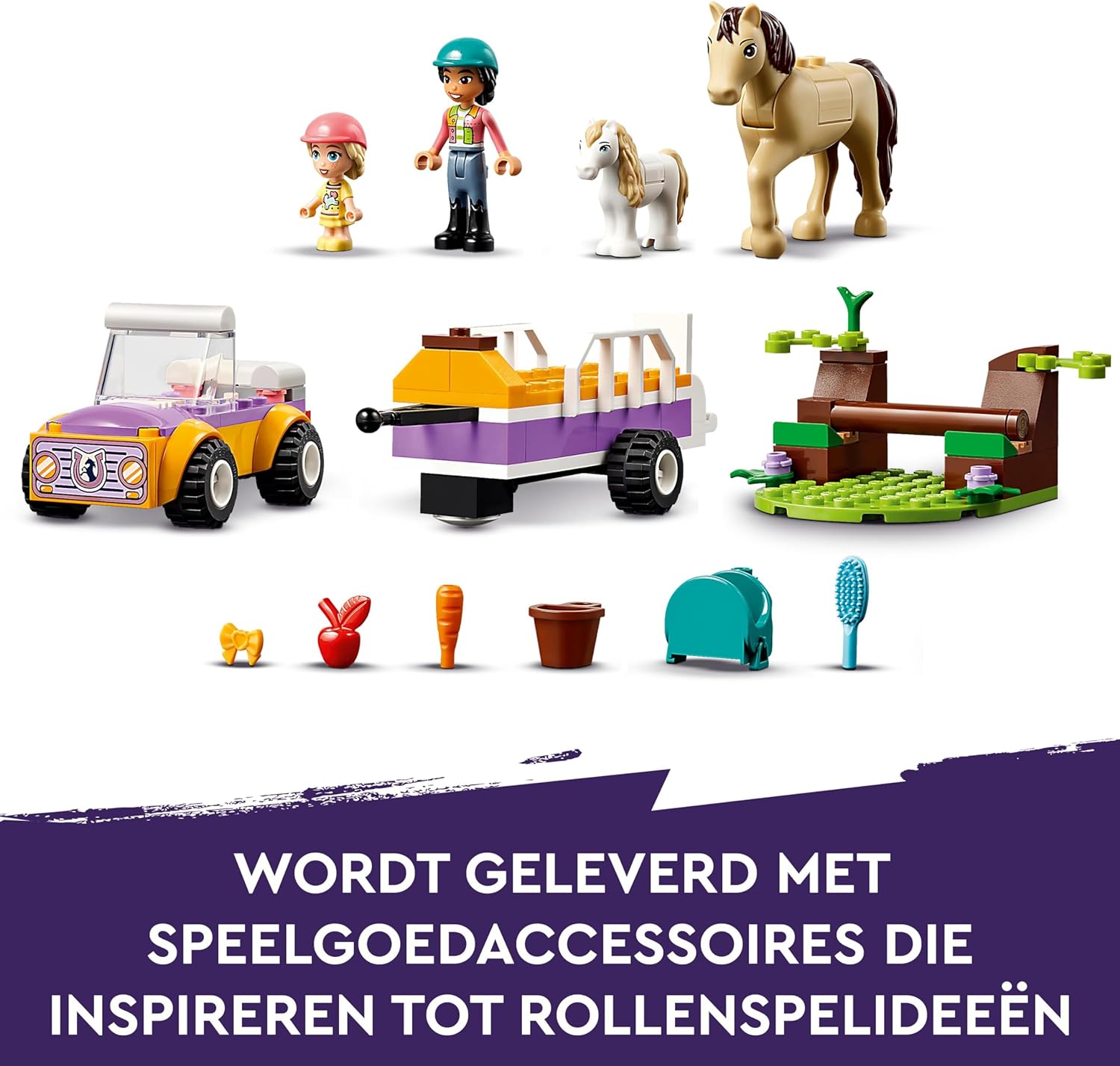 LEGO Friends Pferde- und Pony-Anhänger, Pferde-Spielzeug für Mädchen und Jungen mit Auto und Figuren, Mini-Puppen-Set mit Liann, Zoya und 2 Tierfiguren, Geschenk für Kinder 4 Jahren 42634