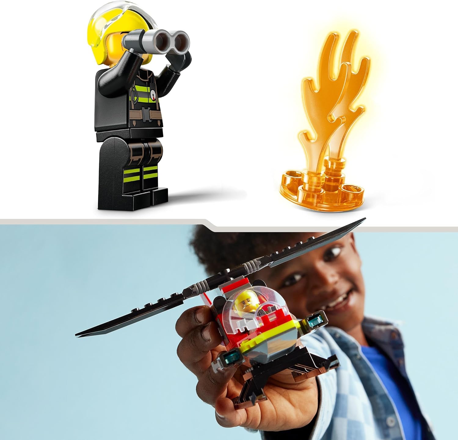 LEGO City Fire Rescue Helicopter Toy for 5 Plus Year Old Boys & Girls, Vehicle Building Set with Firefighter Pilot Minifigure, Imaginative Play Gift for Kids 60411