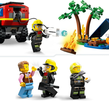 LEGO City 4x4 Fire Engine with Rescue Boat Building Toys for 5 Plus Year Old Boys & Girls, Imaginative Play Set Includes a Dinghy, Trailer, Tent, Camper and 2 Firefighter Minifigures, Gift Idea 60412