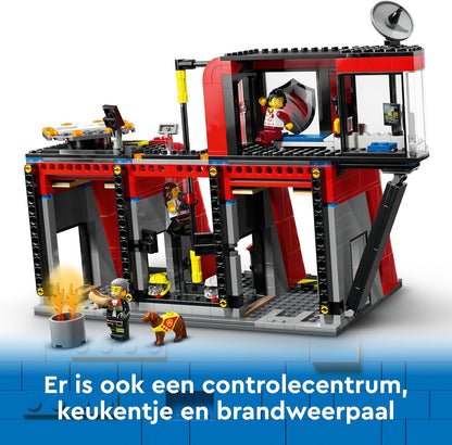 LEGO City Fire Station with Fire Engine Toy Playset for 6 Plus year Old Boys & Girls with a Dog Figure and 5 Minifigures, Birthday Gift Idea for Kids Who Love Imaginative Play 60414