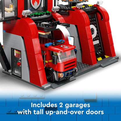 LEGO City Fire Station with Fire Engine Toy Playset for 6 Plus year Old Boys & Girls with a Dog Figure and 5 Minifigures, Birthday Gift Idea for Kids Who Love Imaginative Play 60414