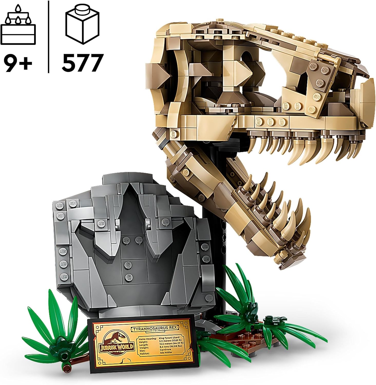 LEGO Jurassic World Dinosaur Fossils: T. rex Skull Toy for 9 Plus Year Old Boys, Girls & Kids, 3D Skeleton Model Kit with Opening Jaw and Display Stand, makes a Cool Dino Decoration, Gift Idea 76964