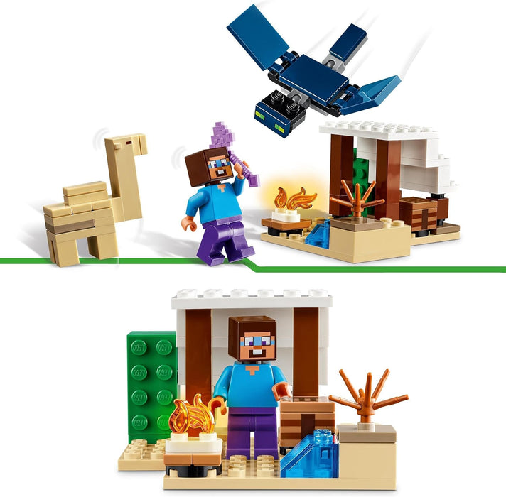 LEGO Minecraft Steve's Desert Expedition Building Toys for 6 Plus Year Old Kids, Boys and Girls, Biome Gaming Set with House, Toy Animal and Figures, Gift for Gamers 21251