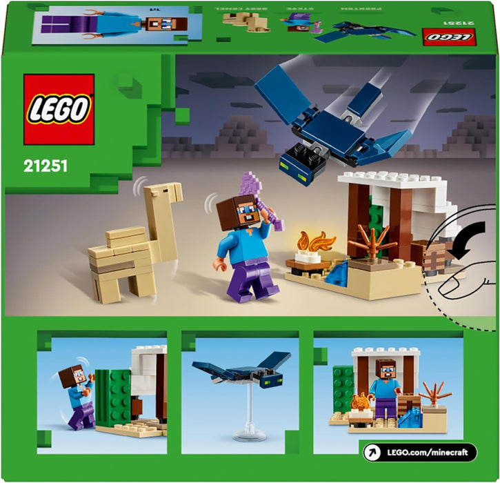 LEGO Minecraft Steve's Desert Expedition Building Toys for 6 Plus Year Old Kids, Boys and Girls, Biome Gaming Set with House, Toy Animal and Figures, Gift for Gamers 21251