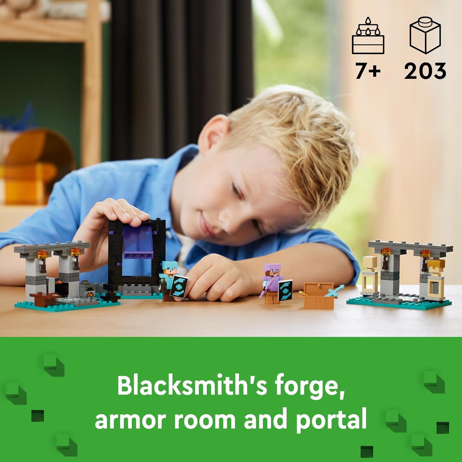 LEGO Minecraft The Armoury Building Toys for Kids, Boys & Girls aged 7 Plus & Minecraft The Animal Sanctuary, Building Toys for Girls and Boys Aged 7 Plus