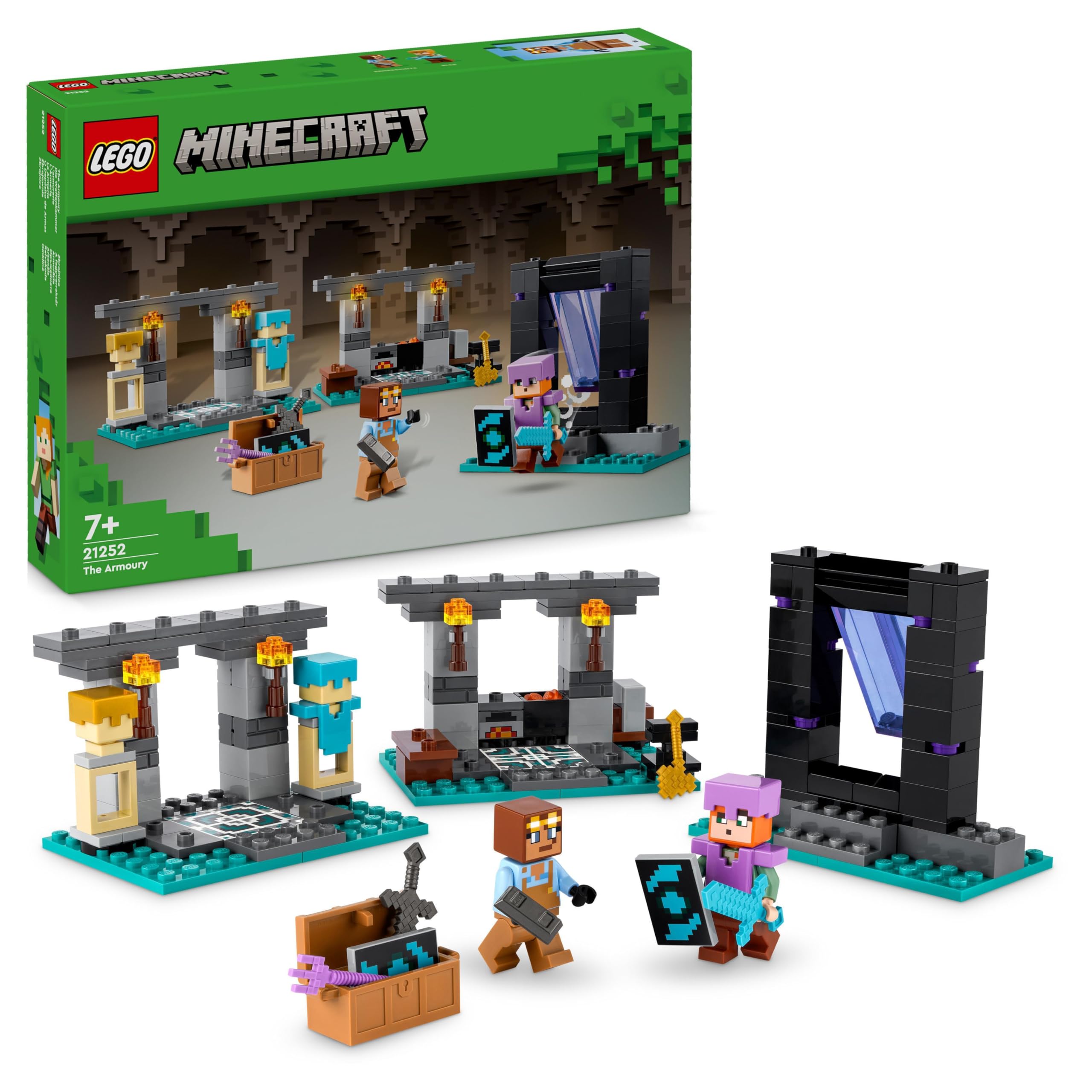LEGO Minecraft The Armoury Building Toys for Kids, Boys & Girls aged 7 Plus & Minecraft The Animal Sanctuary, Building Toys for Girls and Boys Aged 7 Plus