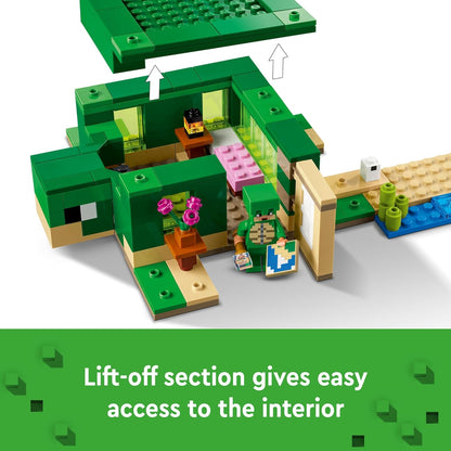 LEGO Minecraft Das Schildkrötenstrandhaus, Spielzeug-Haus mit Zubehör für Mädchen und Jungen ab 8 Jahren, Set mit Tieren und Figuren aus dem Videospiel, Geschenk für Gamer 21254